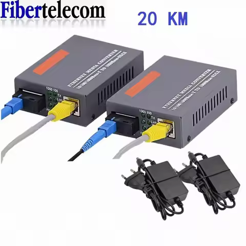 20KM Gigabit Fiber Optical Media Converter HTB-GS-03 1000Mbps Single Fiber SC Port External Power Su