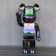 HY/🎁bearbrick1000%Colorful Black Chrome Autumn Violent Bear Bearbrick Living Room Floor Big Decorations Decorative Doll