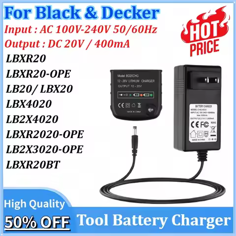 Battery Charger for Black & Decker 10.8V 14.4V 20V LBXR20 LB20 LBX20 LBX4020 LBXR20 Electric Drill S