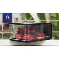 [BIG SIZE] Box + transparent hard mica shoe cabinet 18CM - Heavy duty 20kg - Free Dehumidifying Bag