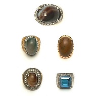JEWELRY 15382 RING/S STONE/S STONE RING/S STONE RINGS - MIXED AGATE 5 Pcs