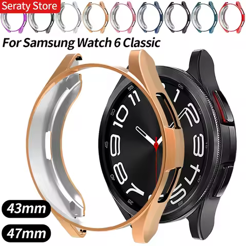 Cover for Samsung Galaxy Watch 6 Classic 43mm 47mm Plated Soft Hollow Frame Protector Bumper for Wat