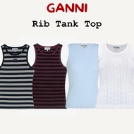 (Express Delivery) Ganni Striped tank top Black/Purple And Blue Rib
