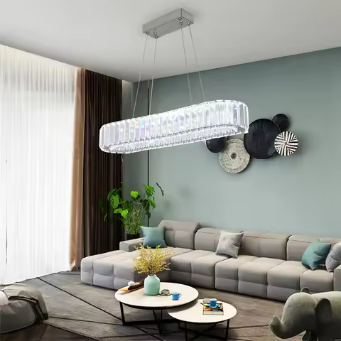 Indoor K9 Crystal Oval Ring Lamp Luxury Interior Decoration Led Chandelier Dining Room Lustre Hangin