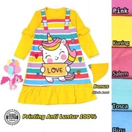 (Gratis HIJAB) GAMIS ANAK KARTUN PRINTING SET 2 3 4 5 6 7 8 9 10 TAHUN/ BAJU MUSLIM ANAK KEKINIAN TE