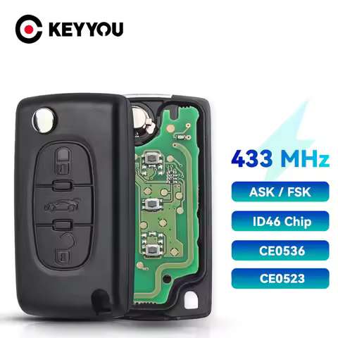 KEYYOU 3 Buttons Car Key For CITROEN C1 C2 C3 C4 C5 Berlingo Picasso Remote Control Alarm CE0536 CE5
