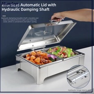 MUNDAN Buffet Stove, Stainless Steel 6/9L Chafing Dish Buffet Set,  with Transparent Hydraulic Lid B