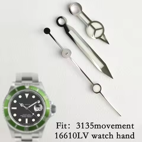 Green luminous watch hand for 40mm vintage SUB 16610LV fit 3135 movement
