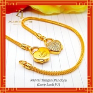 Rantai Gelang Tangan Pandora Love Lock Emas Tulen 916 | 22K Pure Gold Padlock Masdora Bracelet