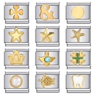 Gold Patterned Italian Module Bracelet Titanium Steel Bracelet Italian Modular Charm Bracelet