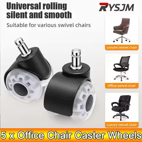 AD 5PCS Universal Mute Wheel Office Chair Caster Swivel Rubber Soft Safe Rollers Furniture Hardware 
