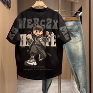 3D foam printed men's casual short sleeved shirt, youth handsome cartoon "Neitie Heavy Industry" des