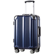 Luggage Aluminium Frame Suitcase TSA Lock 100% PC 20in 24in 28in (Blue, M(24in))