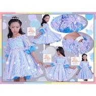 BST Kid Dress Girl Dress France Vintage Lace Special Occasion Gown (BLUE PINKISH) [EUR_GIRL_DRESS_16