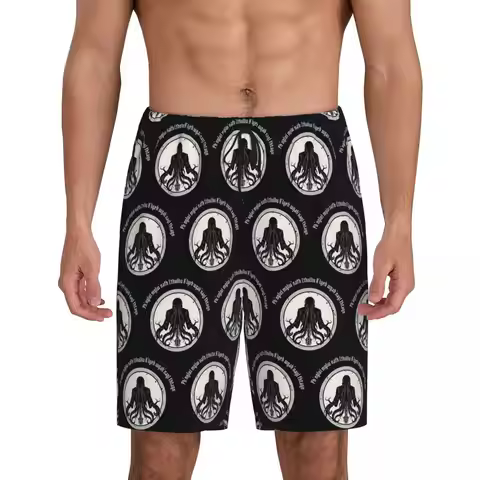 Custom Lovecraft Great Cthulhu Short Pajama Pants Men Sleepwear Sleep Lounge Bottom Shorts Sleeping 