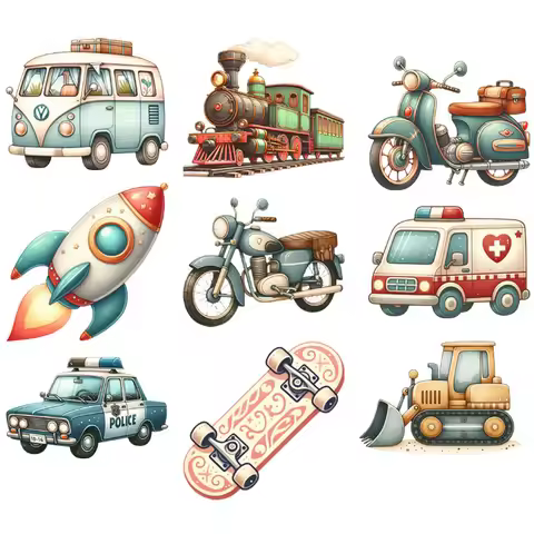 Ironing Sticker Clothes vehicle DTF aircraft Car bike train Fashion T-shirt Hoodie DIY Jacket Patch