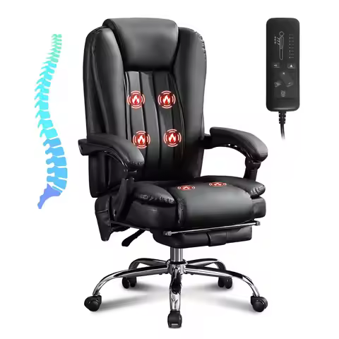 Massage Chair Office Electric Leather Executive Chair Adjustable Height Reclining Nap Chair 3 Intens
