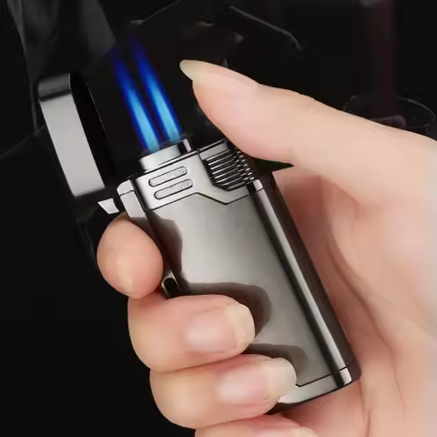 With Keychain Torch Turbine Lighter Jet Butane Blue Fire Cigar gas Lighter Cigarette Lighter 1300 C