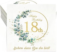 GlamRays Serviettes 70th Birthday Pack of 40 33 x 33 cm 2-Ply White Eucalyptus Happy Birthday Paper 