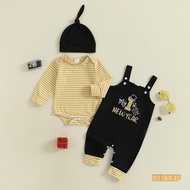 KIDSUP-New Year Baby Boy 3 Piece Outfits Cute Long Sleeve Round Neck Striped Jumpsuit Letter Embroid