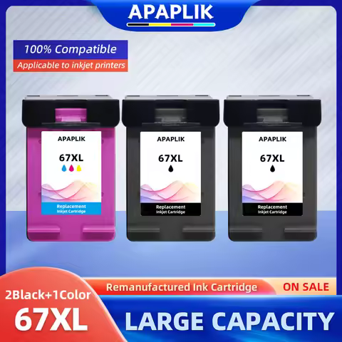 APAPLIK For hp 67 67XL Premium Remanufactured Color Inkjet Ink Cartridge for HP ENVY 6052 6055 6058 