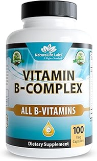 Vitamin B Complex with Vitamin C and Folic Acid - B12, B1, B2, B3, Vitamin B5 Pantothenic Acid, B6, 