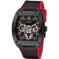 [Limited] Original Guess Men Phoenix Fashion Black Mix Red Silicon Watch GW0202G7 Jam Tangan Lelaki