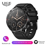 LIGE Original สมาร์ทวอท์ชผู้ชาย 1.6 นิ้ว Full Touch สร้อยข้อมือฟิตเนส Tracker กีฬานาฬิกาบลูทูธนาฬิกาสมาร์ทกันน้ำผู้ชาย smartwatch + กล่อง