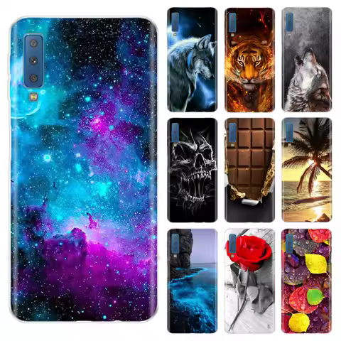 For Phone Case Samsung Galaxy A7 2018 Case Bumper Soft TPU Silicone Coque Back Cover For Samsung A7 