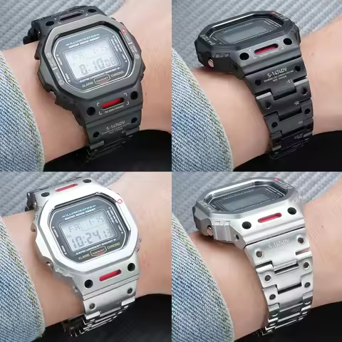 DW5600 mecha style Mod kit metal case watchband steel watch bezel strap set For Casio G-SHOCK DW-560