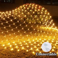 Lampu LED Natal Lampu Peri Jaring Tirai Natal Pernikahan Pesta Di Luar Ruangan Dalam Ruangan Lampu T