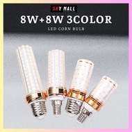 LED CORN BULB 8W+8W E14/E27 3 COLOR BULB BLUE CEILING LIGHT WALL TABLE LAMP MENTOL JAGUNG LAMPU