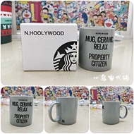 Starbucks Japan 2015 Out of Print Limited Edition N.HOOLYWOOD Joint Design Dark Gray Letter Ceramic Mug
