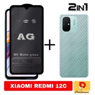 2 INC PACKAGE 1 Tempered Glass XIAOMI REDMI 12C matte Glass - REDMI 12C, Black