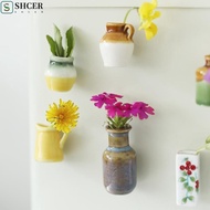 SHCER Vase Fridge Magnets, Small Decorative Mini Ceramic Vase, Creative Unique Handmade Vase Refrige