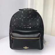 Chris 精品代購 COACH 寇馳 32083 新款浮雕牛皮後背包 黑色雙肩包 美國代購