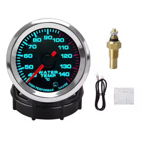2'' 52mm 40-140 Degrees celsius 12V Water Temp Gauge Celsius 7 Colors Pointer Water temperature mete
