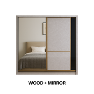 8H Wardrobe Cement Grey 4/5/6/7/8ft X 8ft  Wardrobe Anti-Jump Sliding Door ✅FREE Installation✅