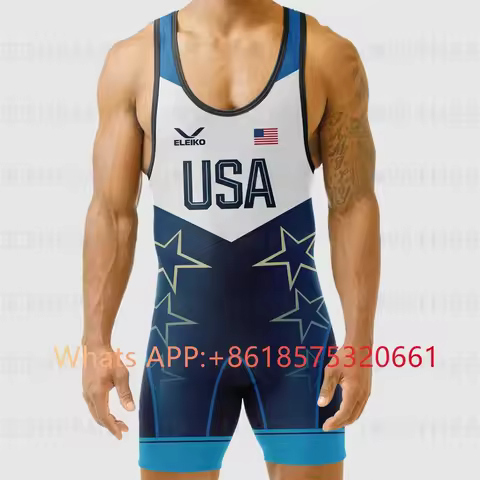 ELEIKO Men's Wrestling Singlets Suit Bodysuit Professional Coverall Training Competition Freestyle G