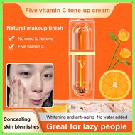 2pcs 【Original 】Five vitamin C tone-up cream lazy cream Plain Face Cream VC barefaced cream Moisture Toning Light Cream素颜霜