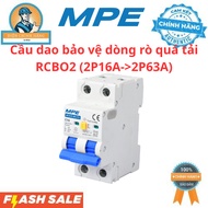 Overload leakage current protection circuit breaker RCBO2, 2 poles, (16A ->63A), 30mA, 6kA code RCBO