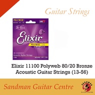 Elixir 11100 Polyweb 80/20 Bronze Acoustic Guitar Strings, Polyweb, Medium, 13-56
