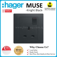 [Singapore Local Authorized Seller] Knight Black Hager 13A Socket Switch (Single/Double)