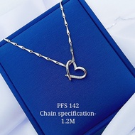 S925 Platinise' Silver "Zirconia ❤ Pendent Necklace Set"(Set Rantai Leher+Loket) 925銀鍍鉑鑲鋯愛心吊墜項鏈組 PFS-142