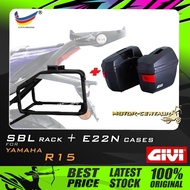SET KOMBO KOTAK/BOX GIVI E22 E22N SIDE CASES + YAMAHA R15 SBL SIDEBAG HOLDER