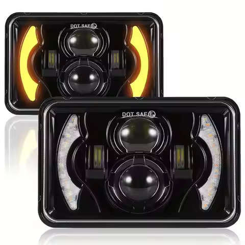 4X6inch LED Headlights Hi/Lo Beam With White Amber DRL For Headlamp H4651 H4656 H4642 H4652 Car Truc