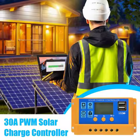 30A PWM Solar Charge and Discharge Controller LCD Display Dual USB Port Multiple Load Control Modes 