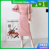 OMT | 1+1 Spring /Fall Loose Fit Long Collared Knit Dress for Women