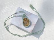 #220839 Macrame 鸚鵡螺化石 編織 頸鍊