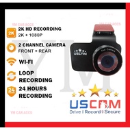 USCAM 2K HD 3" INCH 2 WAY DUAL CHANNEL DVR DASH CAM RECORDER DASHCAM 170° FRONT 2K 1440P+REAR 1080P 